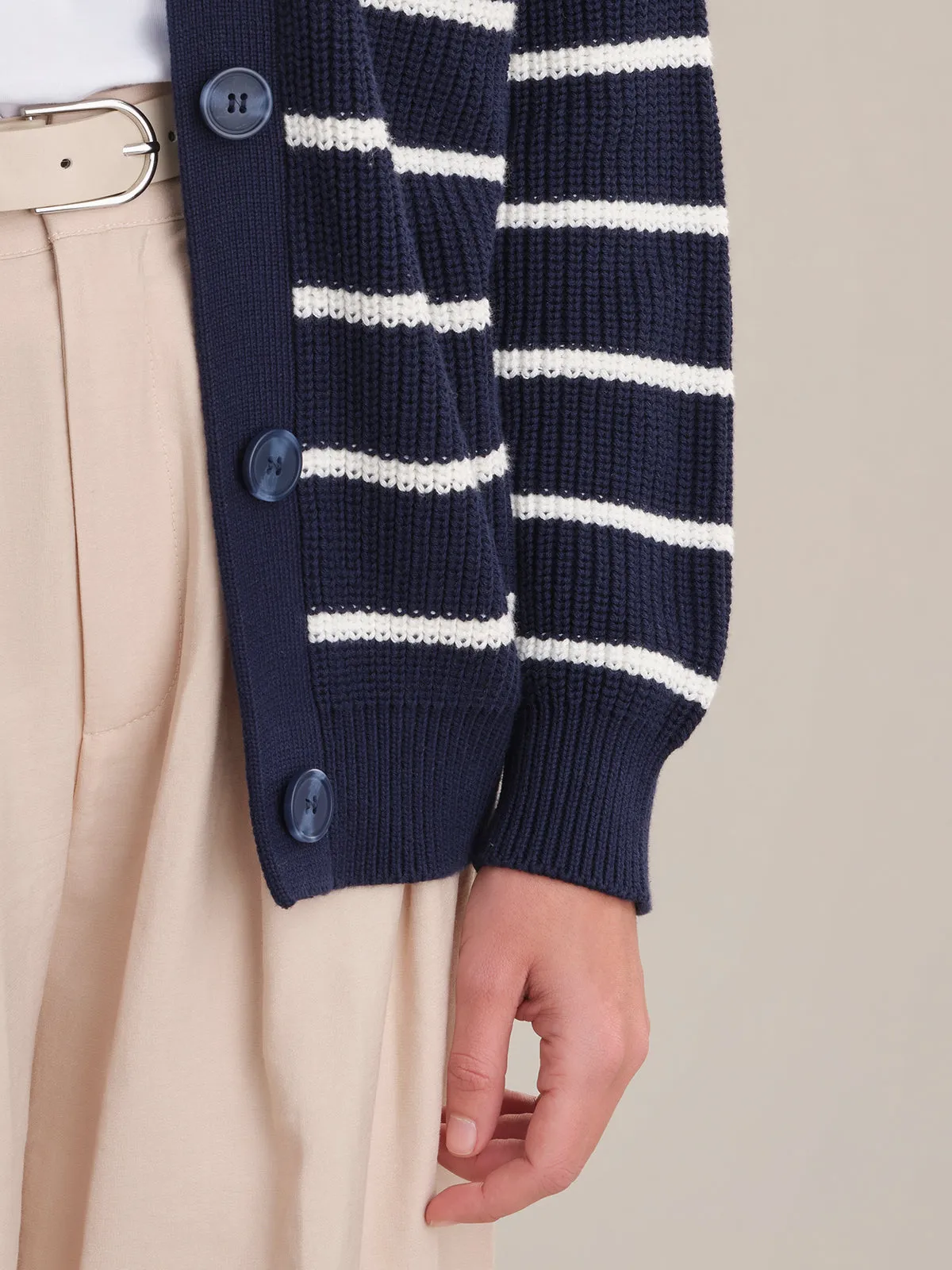 Emilia: Stripe Cotton Cocoon Cardigan sold by 525 America product image thumbnail 3