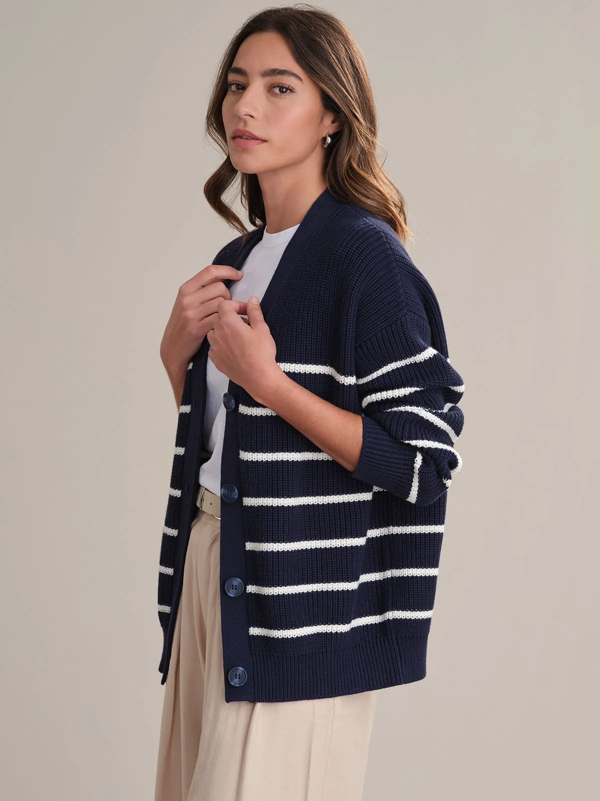 Emilia: Stripe Cotton Cocoon Cardigan sold by 525 America product image thumbnail 2