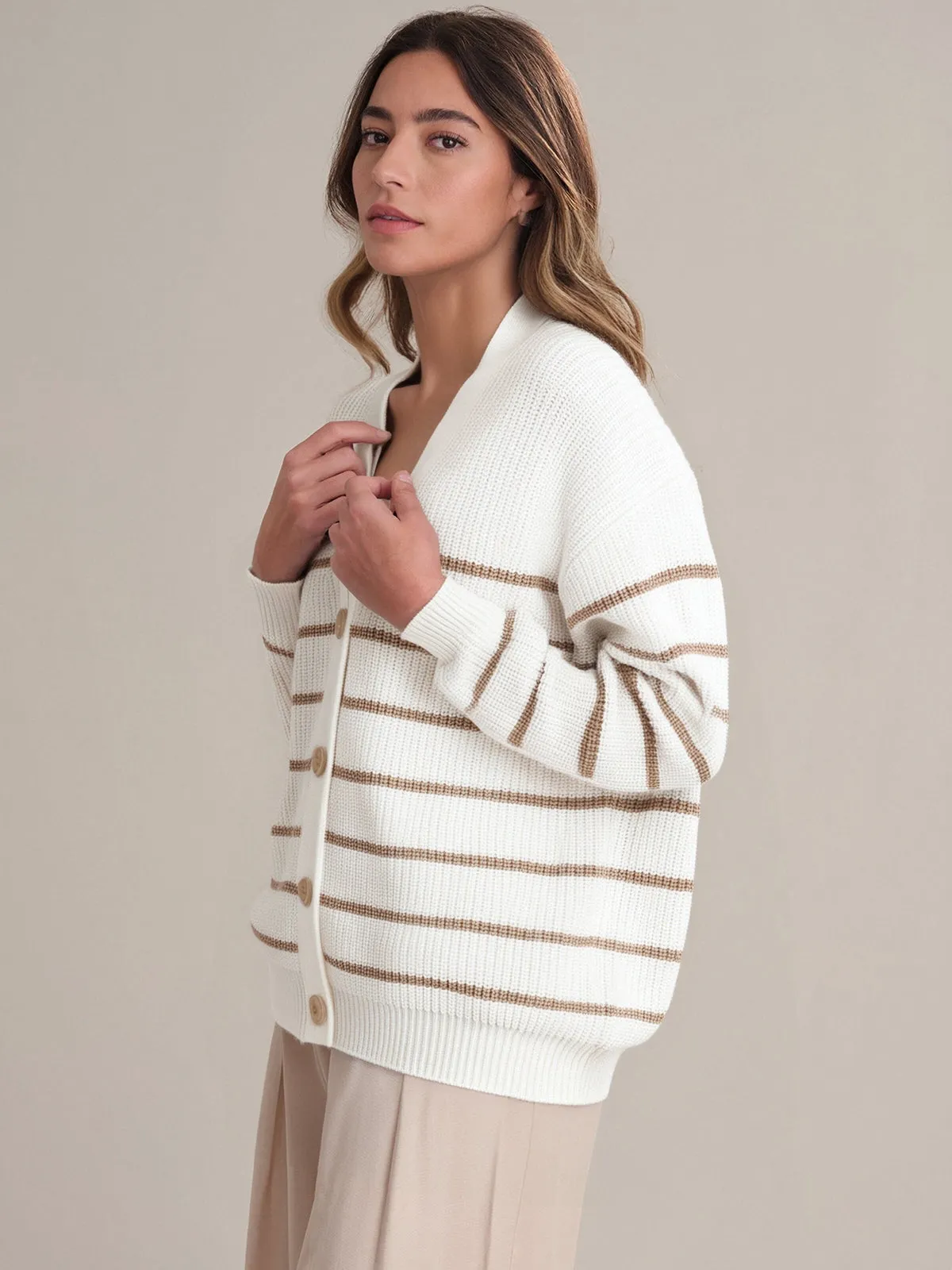 Emilia: Stripe Cotton Cocoon Cardigan sold by 525 America product image thumbnail 2