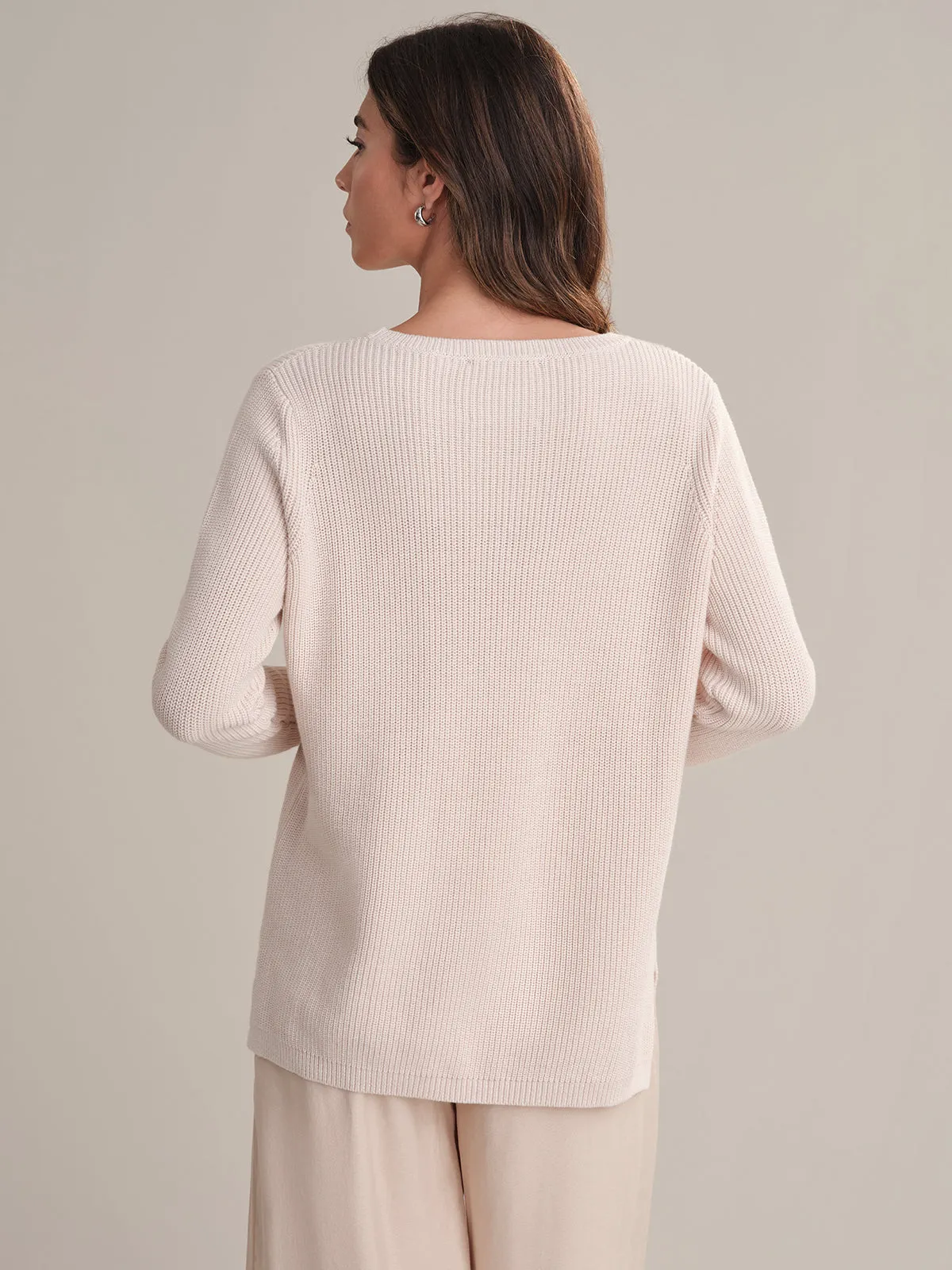 Emma: Crewneck Shaker Stitch Cotton Sweater sold by 525 America product image thumbnail 3