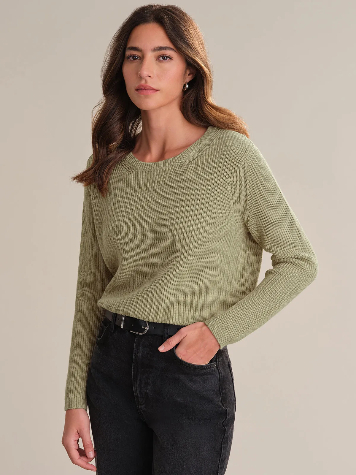 Emma: Crewneck Shaker Stitch Cotton Sweater sold by 525 America