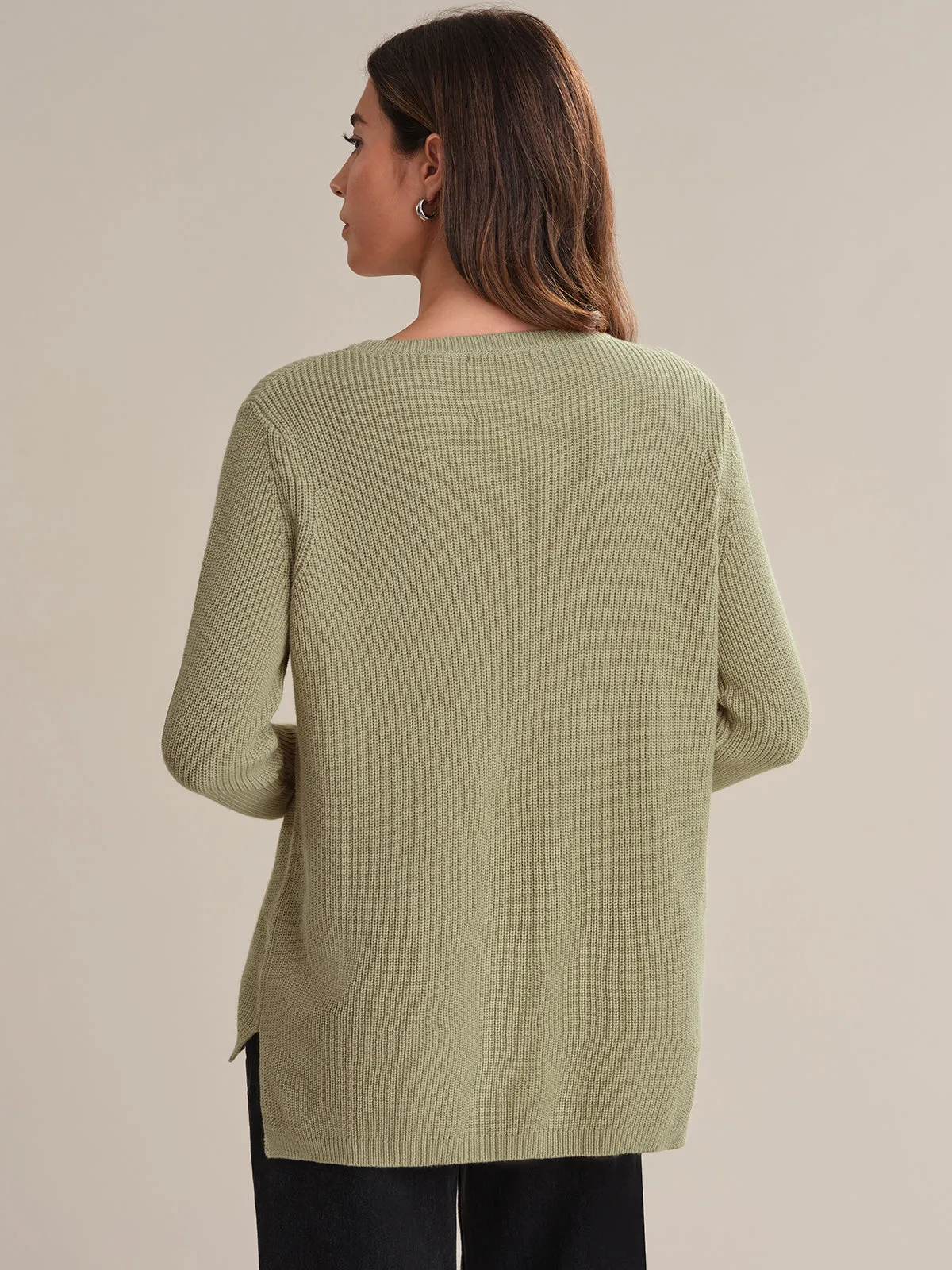Emma: Crewneck Shaker Stitch Cotton Sweater sold by 525 America product image thumbnail 3