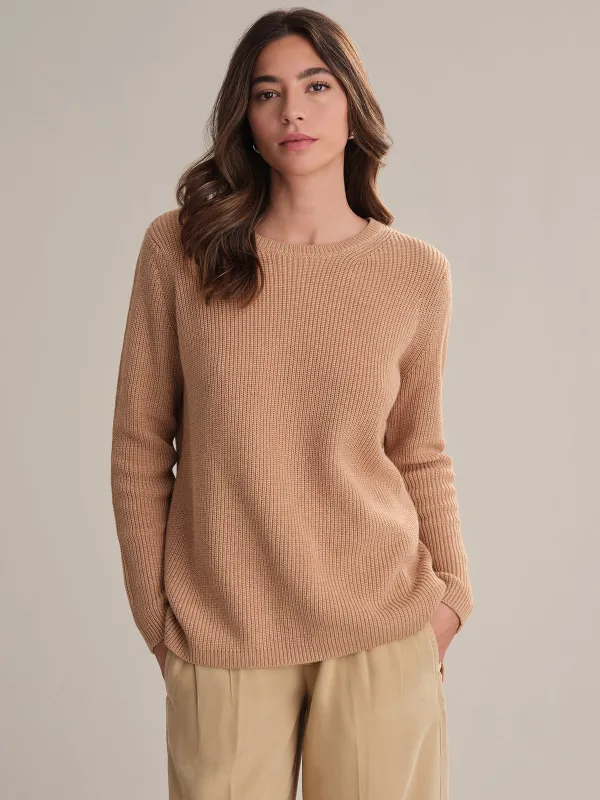 Emma: Crewneck Shaker Stitch Cotton Sweater sold by 525 America