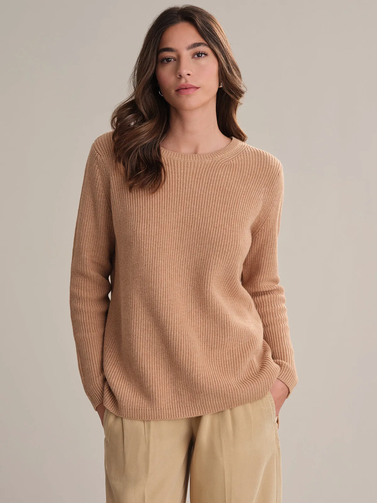 Emma: Crewneck Shaker Stitch Cotton Sweater sold by 525 America