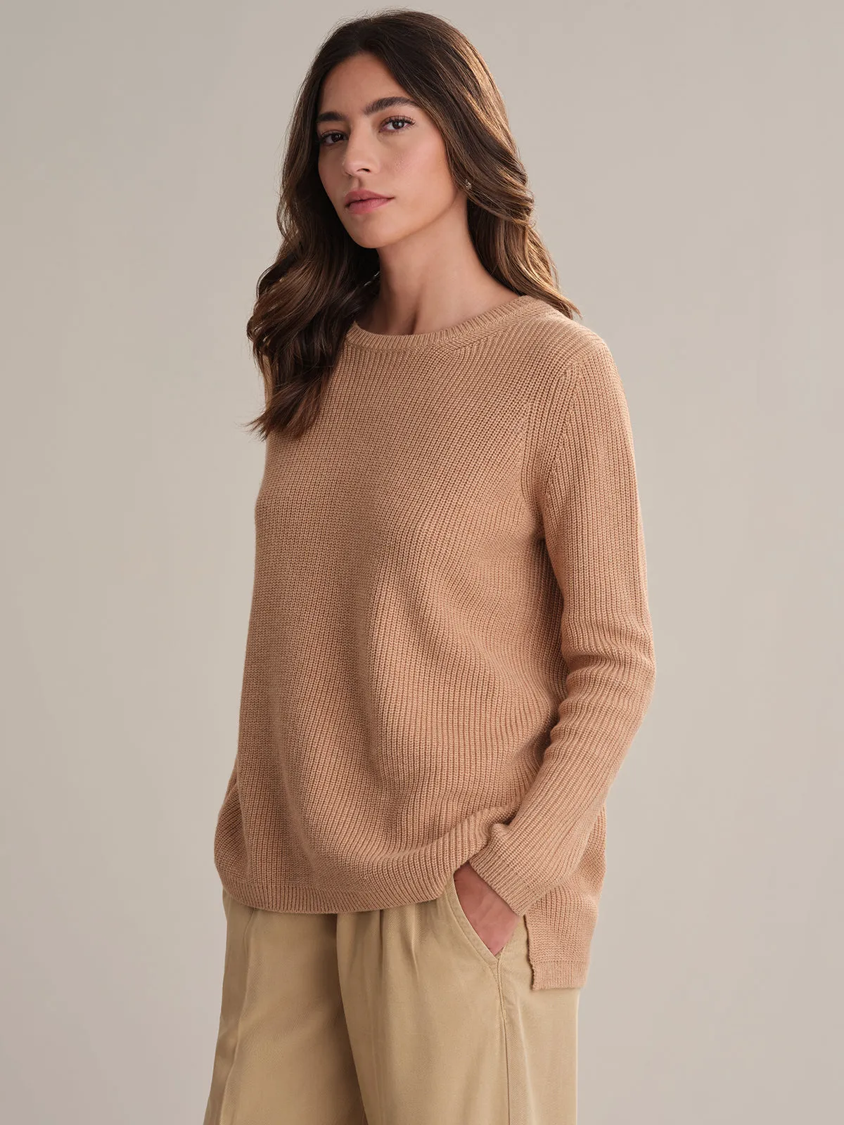Emma: Crewneck Shaker Stitch Cotton Sweater sold by 525 America product image thumbnail 2