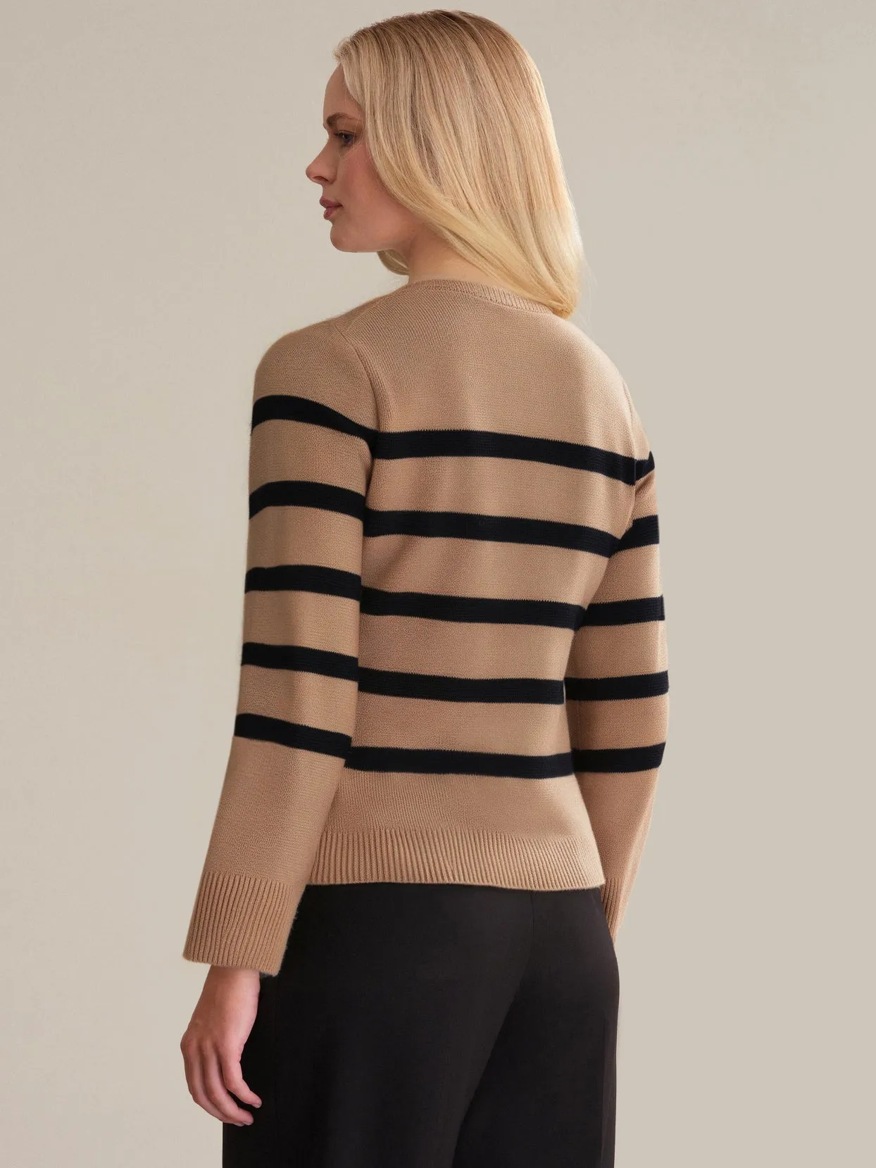 Catherine: Stripe Crewneck Cotton Cardigan sold by 525 America product image thumbnail 3