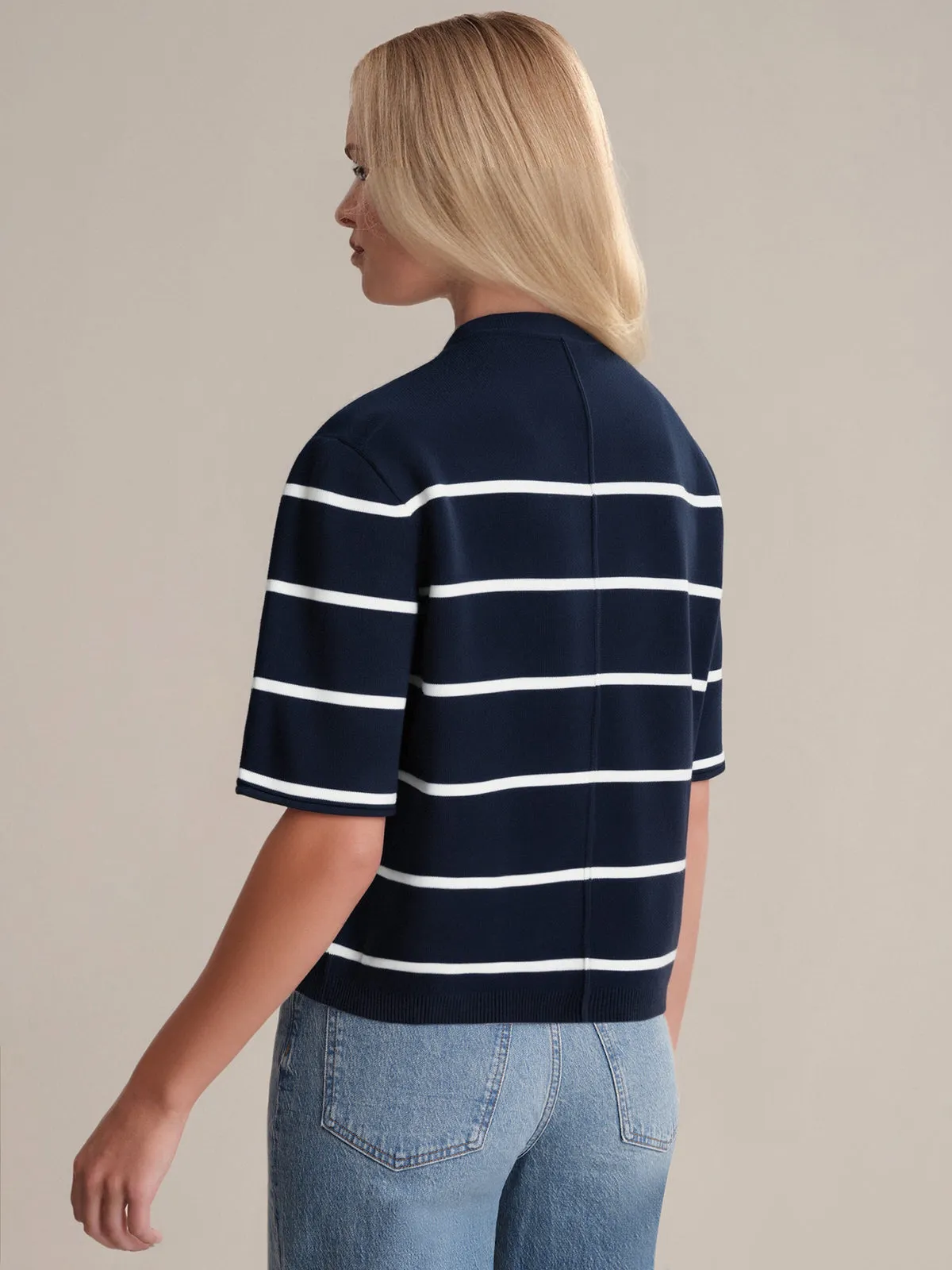 Noa: Stripe Cotton Crop Sweater sold by 525 America product image thumbnail 3
