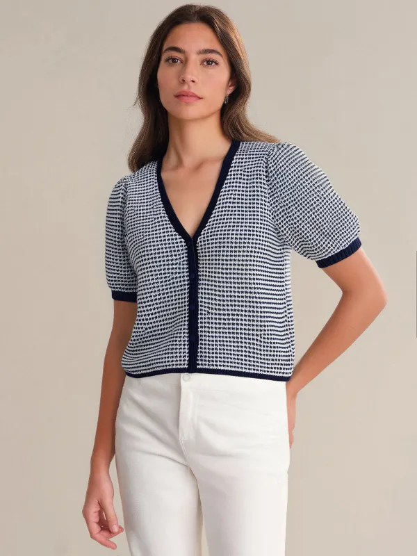 Ely: Puff Sleeve Cotton Cardigan sold by 525 America
