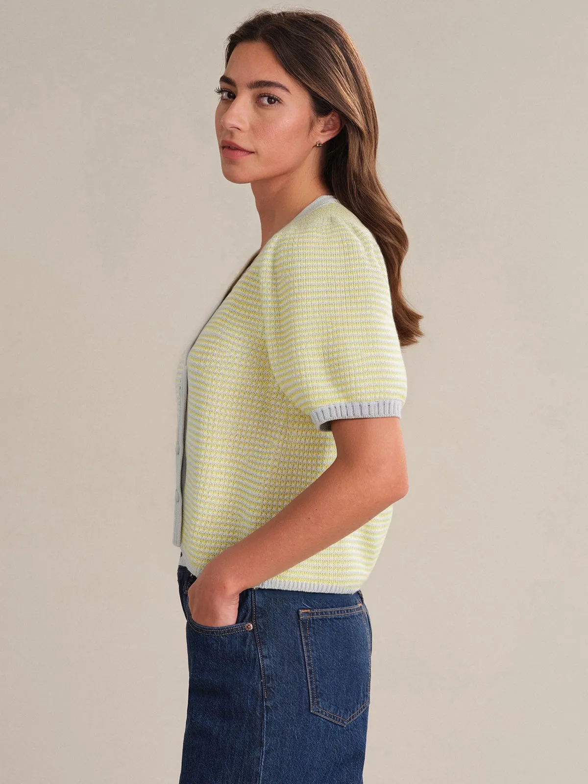 Ely: Puff Sleeve Cotton Cardigan sold by 525 America product image thumbnail 2