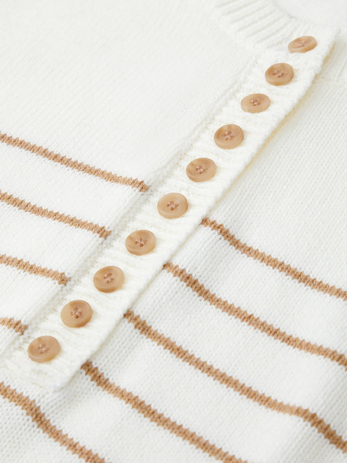 Carly: Stripe Half Button Cotton Sweater sold by 525 America product image thumbnail 4