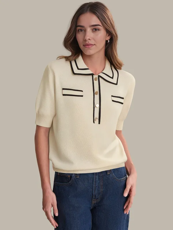 Vita: Contrast Trim Cotton Pullover sold by 525 America