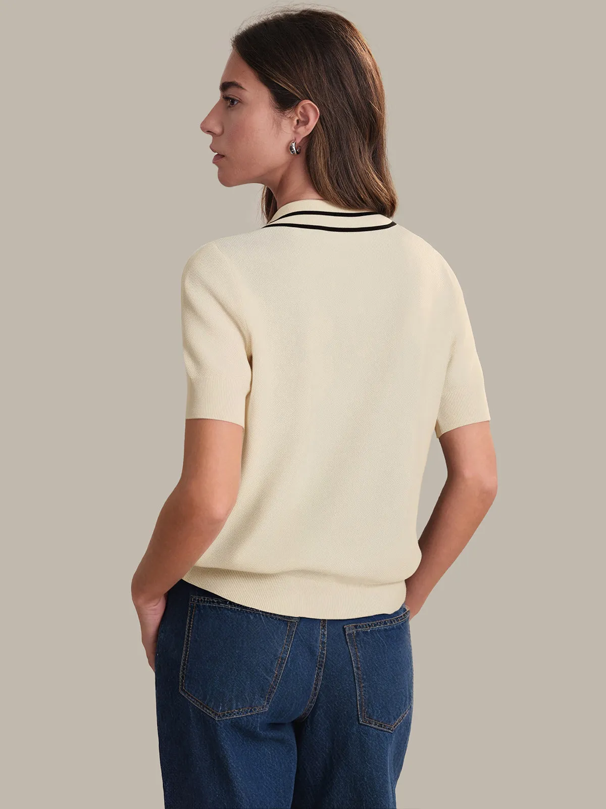 Vita: Contrast Trim Cotton Pullover sold by 525 America product image thumbnail 3