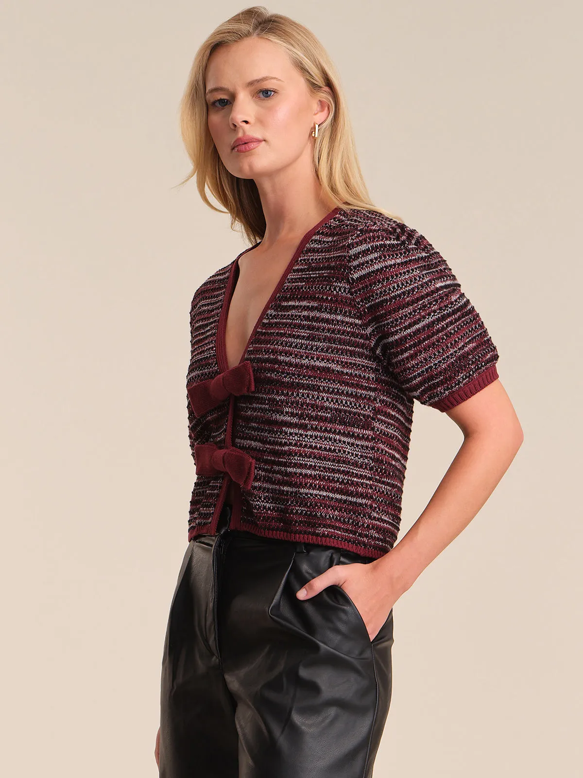 Elaine: Marled Bow Front Cardigan sold by 525 America product image thumbnail 2