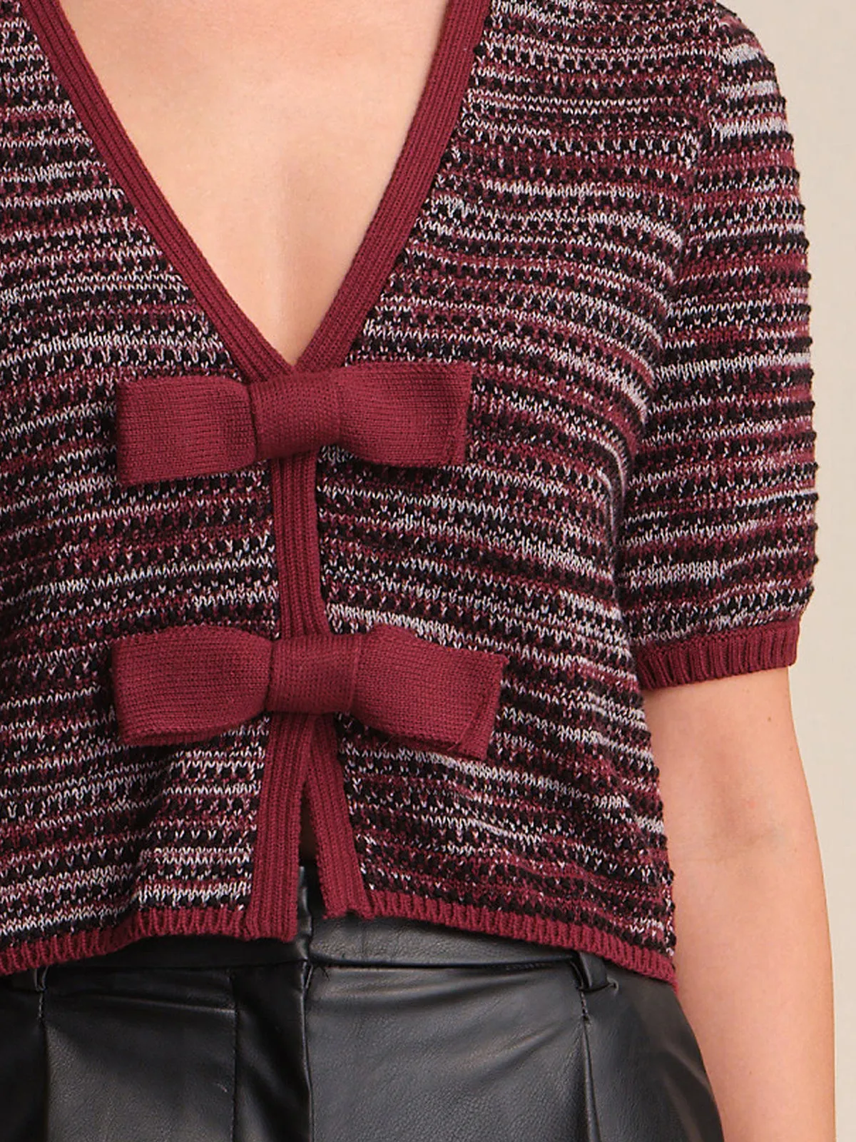 Elaine: Marled Bow Front Cardigan sold by 525 America product image thumbnail 5