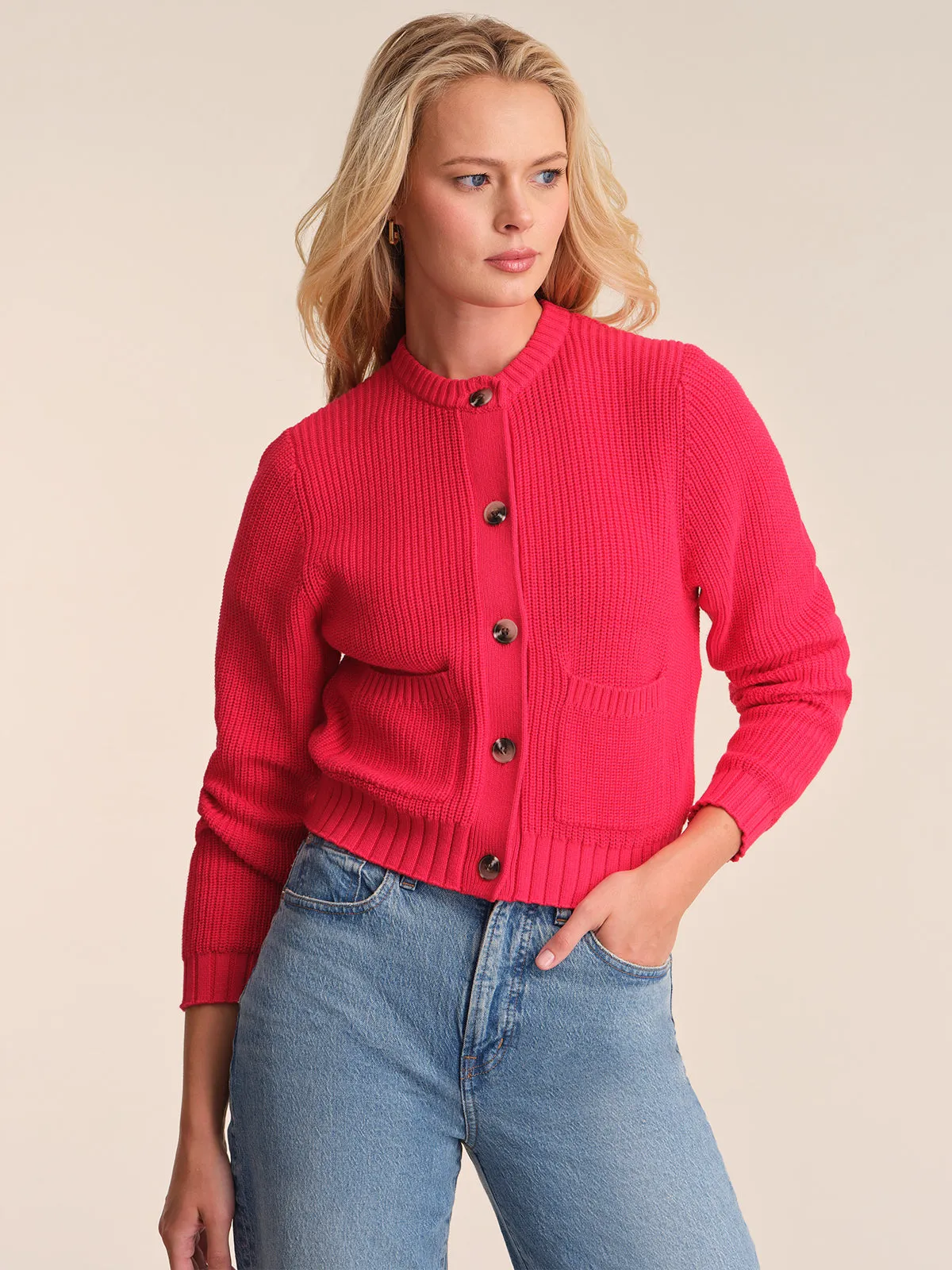 Palmer: Crewneck Cotton Cardigan sold by 525 America