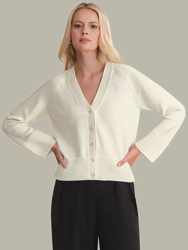 Aly: V-Neck Cotton Cardigan sold by 525 America