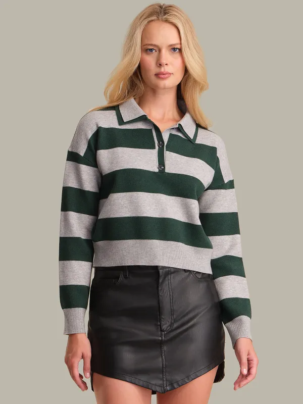 Lennon: Double Collar Rugby Stripe Pullover sold by 525 America