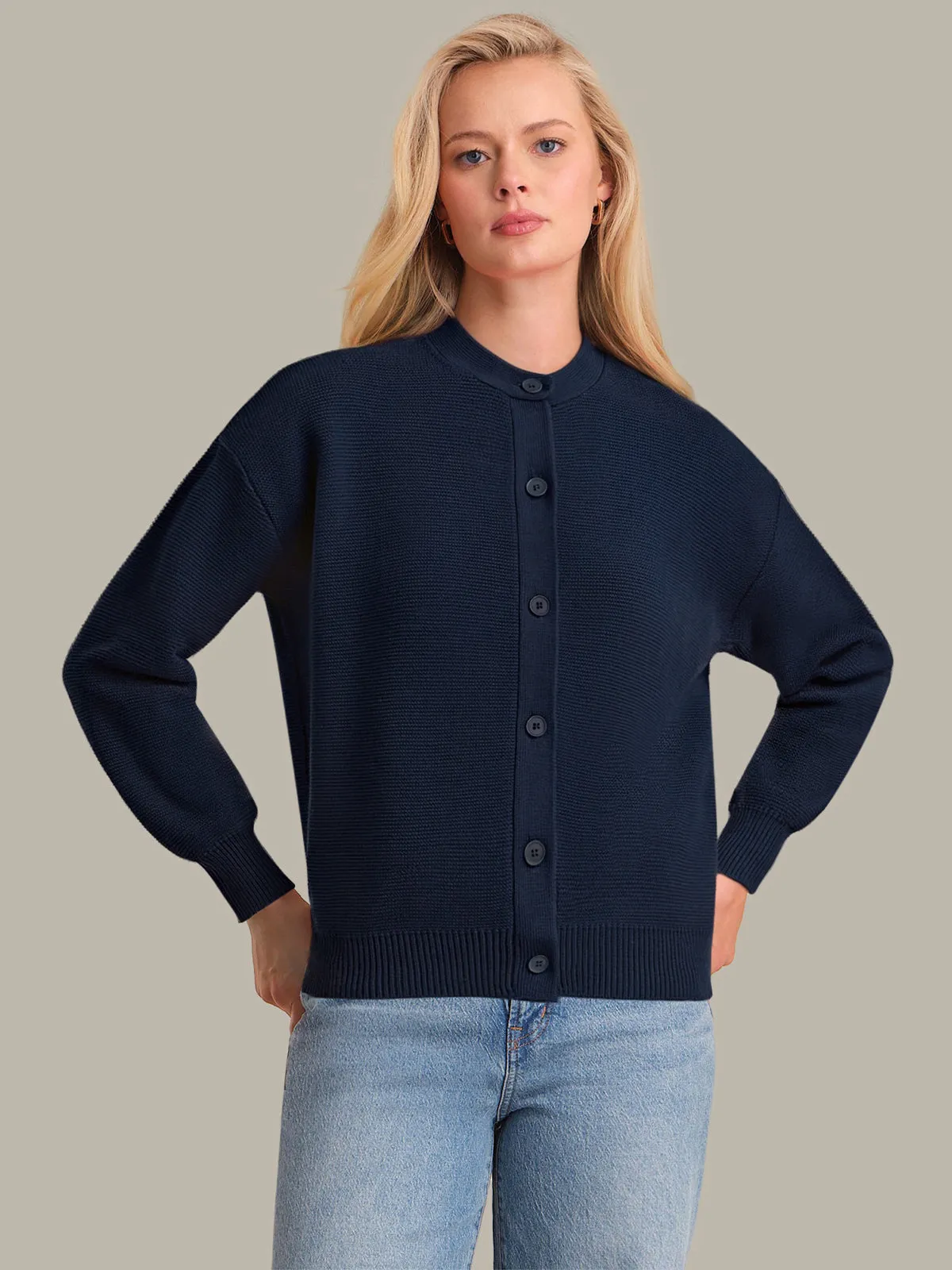 Emy: Crewneck Cotton Cardigan sold by 525 America