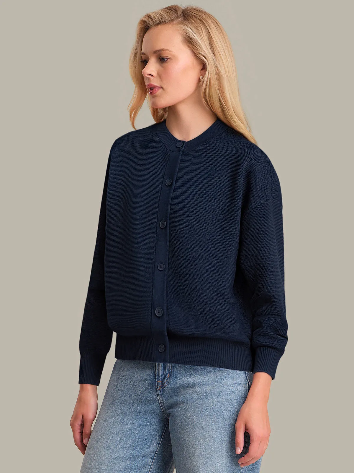 Emy: Crewneck Cotton Cardigan sold by 525 America product image thumbnail 2