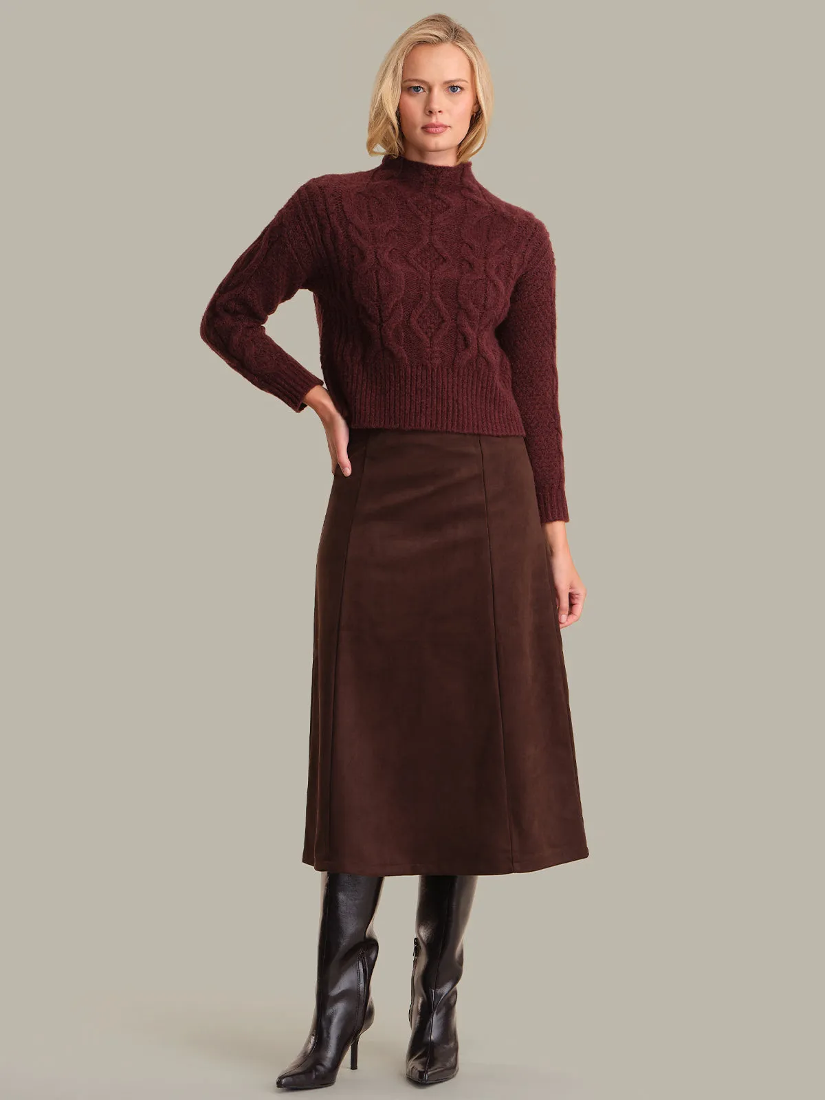 Grace: Cable Funnel Neck Pullover sold by 525 America product image thumbnail 4