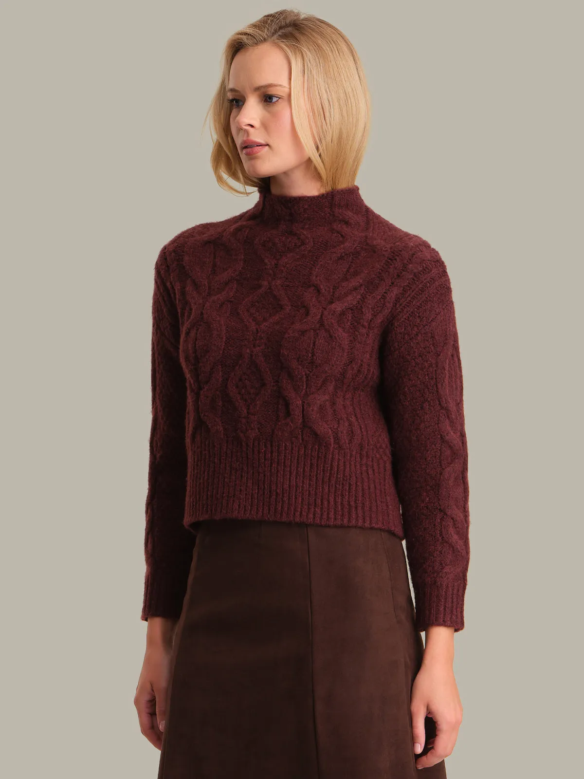 Grace: Cable Funnel Neck Pullover sold by 525 America product image thumbnail 2