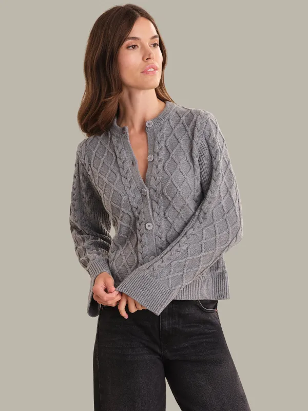 Florence: Cable Knit Crewneck Cardigan sold by 525 America