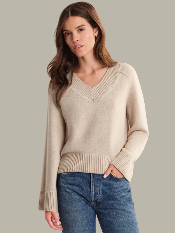 Alina: Cashmere Blend V-Neck Sweater sold by 525 America
