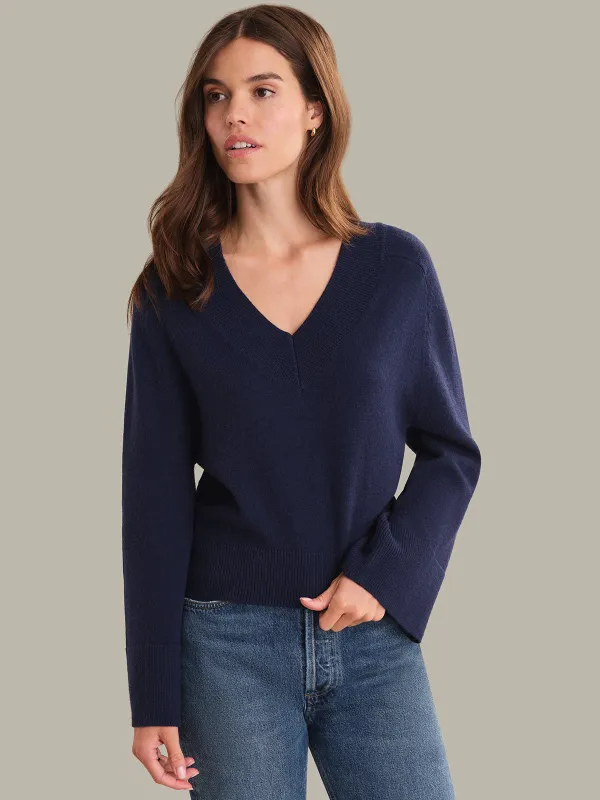 Alina: Cashmere Blend V-Neck Sweater sold by 525 America