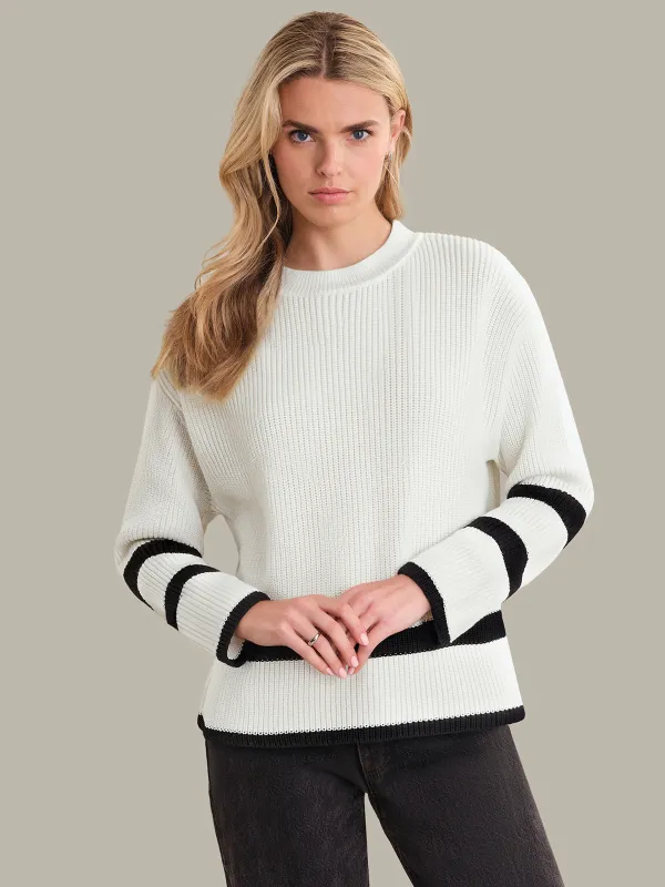 Eliza: Stripe Crewneck Cotton Sweater made by 525 America