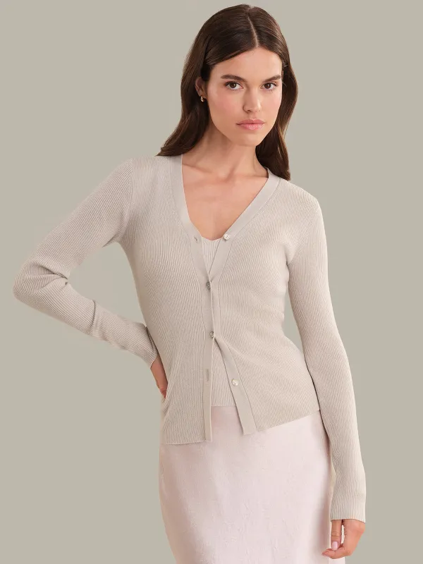 Selene: Wool Rib Cardigan made by 525 America