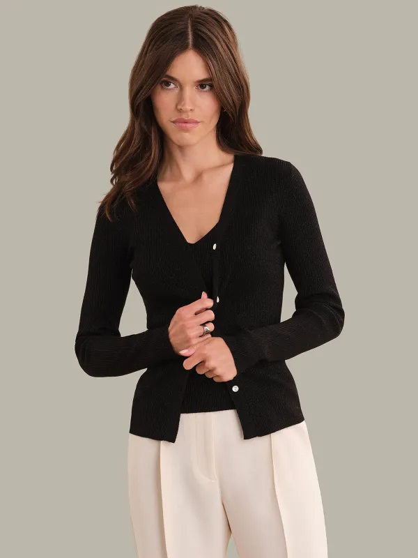 Selene: Wool Rib Cardigan made by 525 America