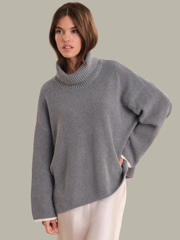 Ada: Cotton Tipped Turtleneck Sweater sold by 525 America