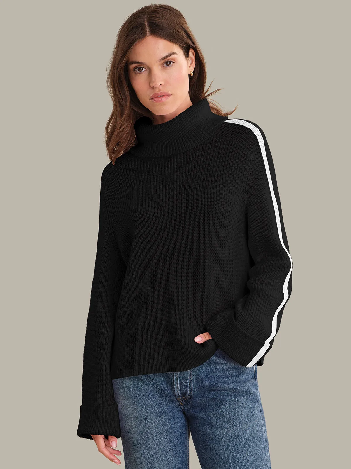 Vida: Cotton Tipped Turtleneck Sweater sold by 525 America