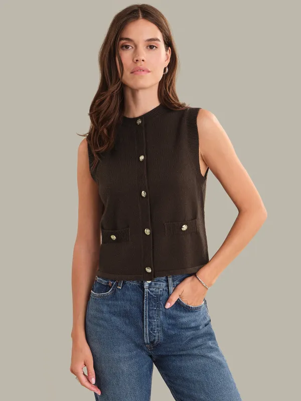 Avery: Metal Button Crewneck Sweater Vest sold by 525 America