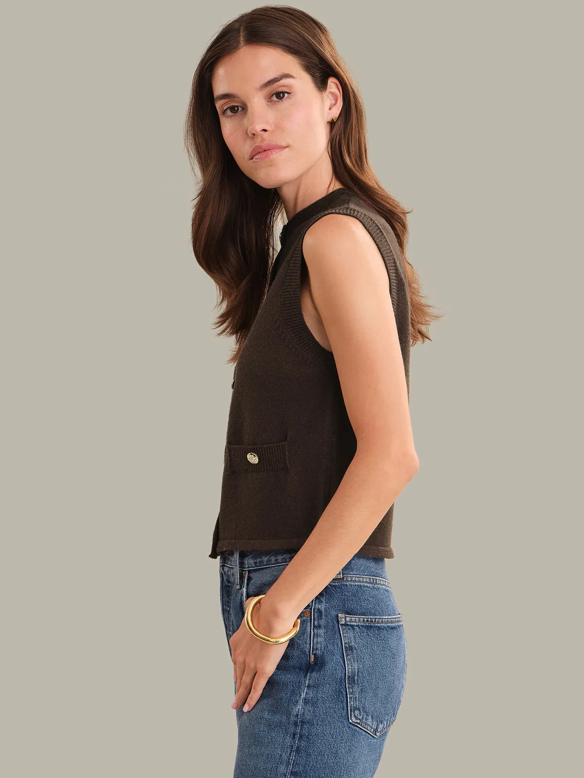 Avery: Metal Button Crewneck Sweater Vest sold by 525 America product image thumbnail 2