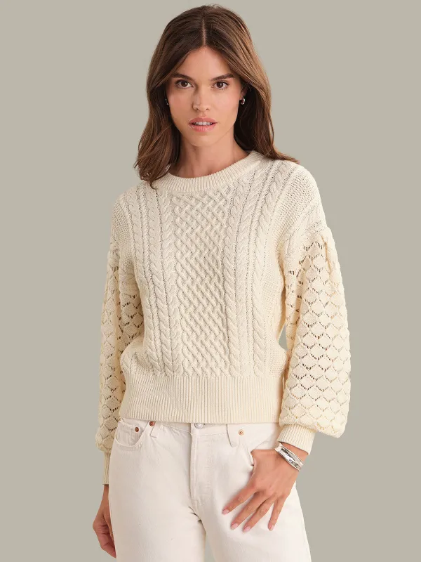 Sawyer: Cotton Crewneck Cable Knit Sweater sold by 525 America