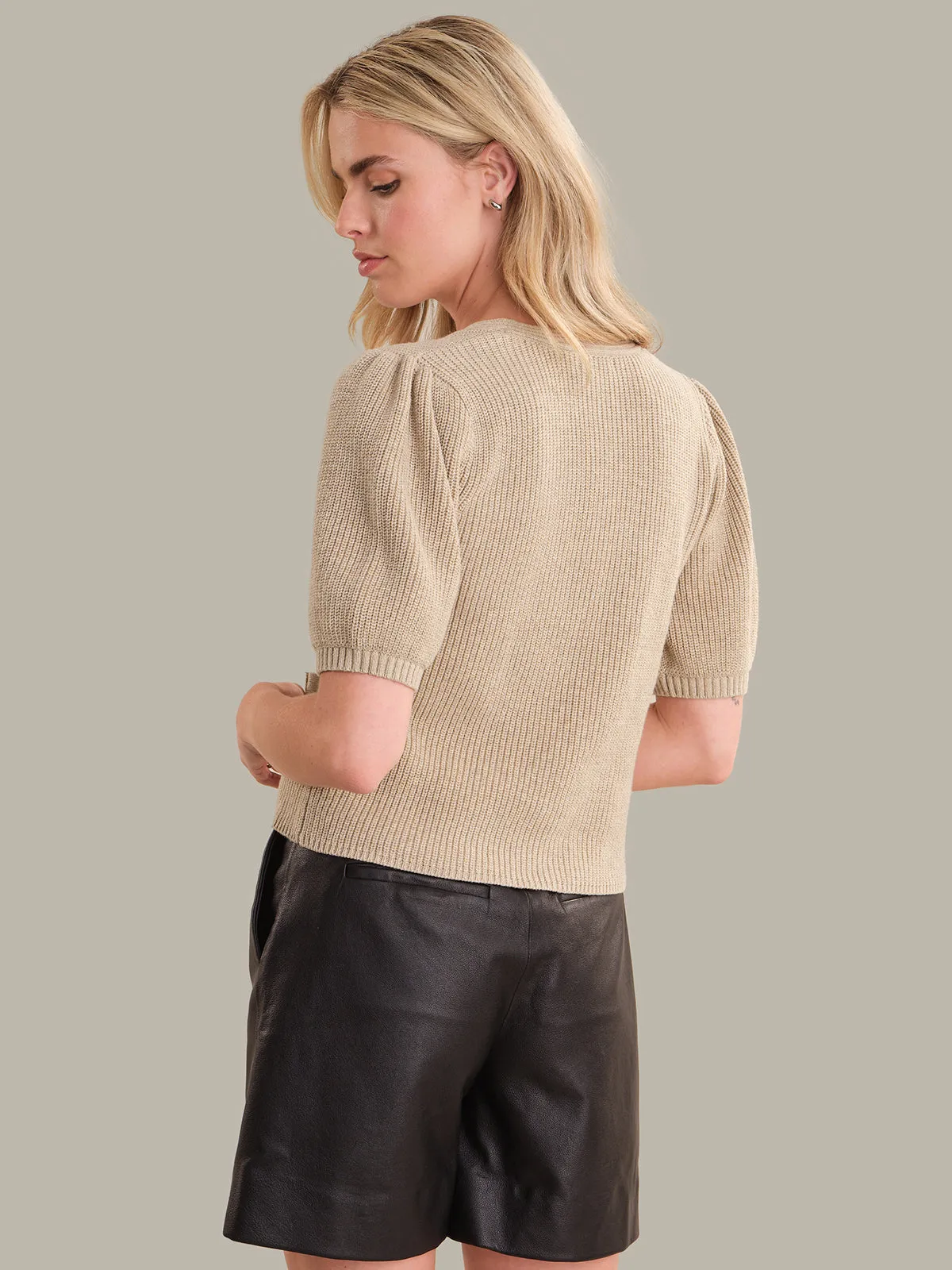 Elaine: Cotton Puff Sleeve Tie Front Top sold by 525 America product image thumbnail 3