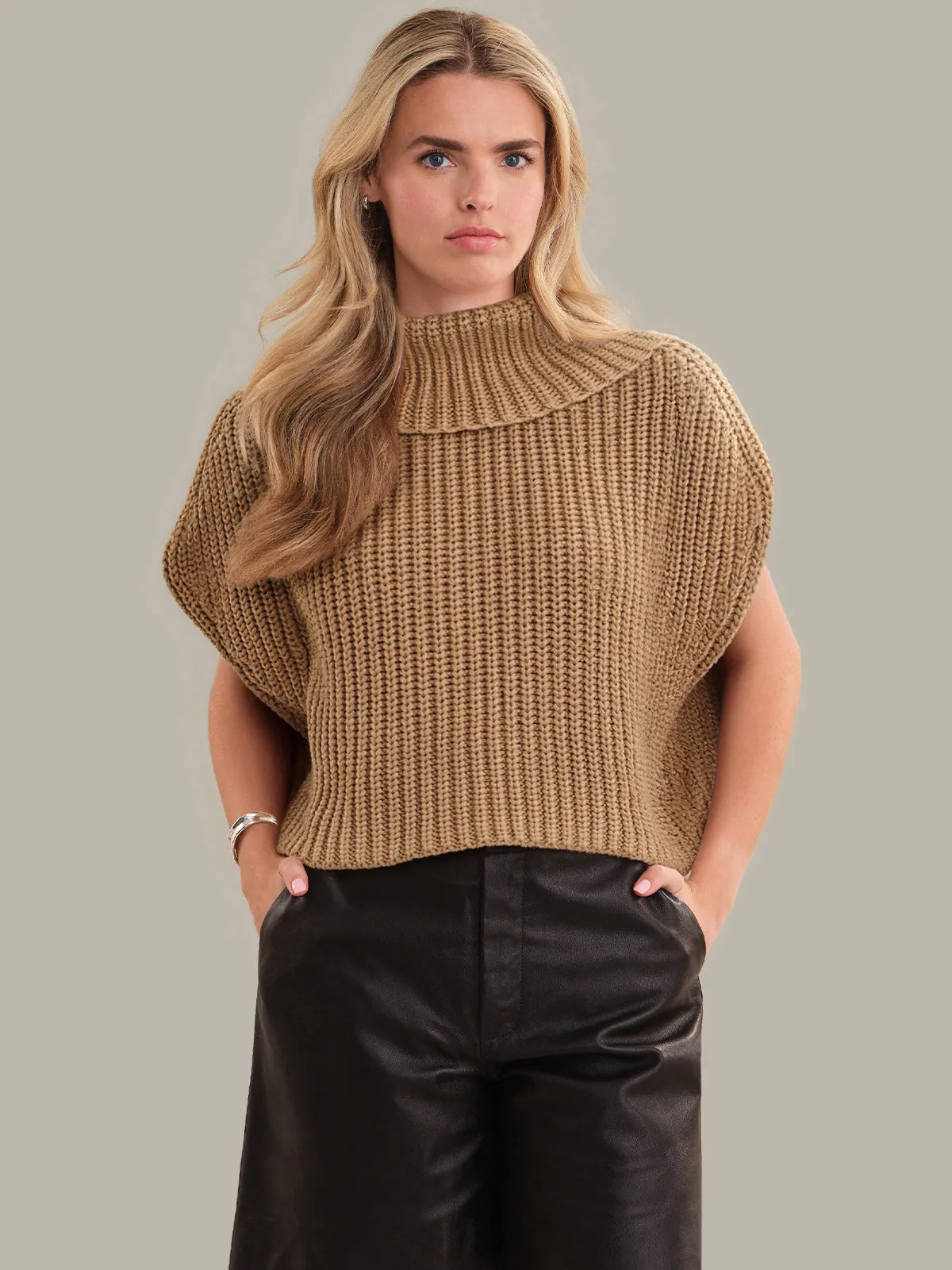 Cate: Sleeveless Turtleneck Sweater sold by 525 America