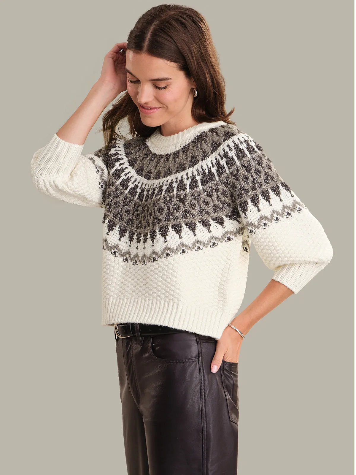 Alora: Puff Sleeve Fair Isle Sweater sold by 525 America product image thumbnail 2