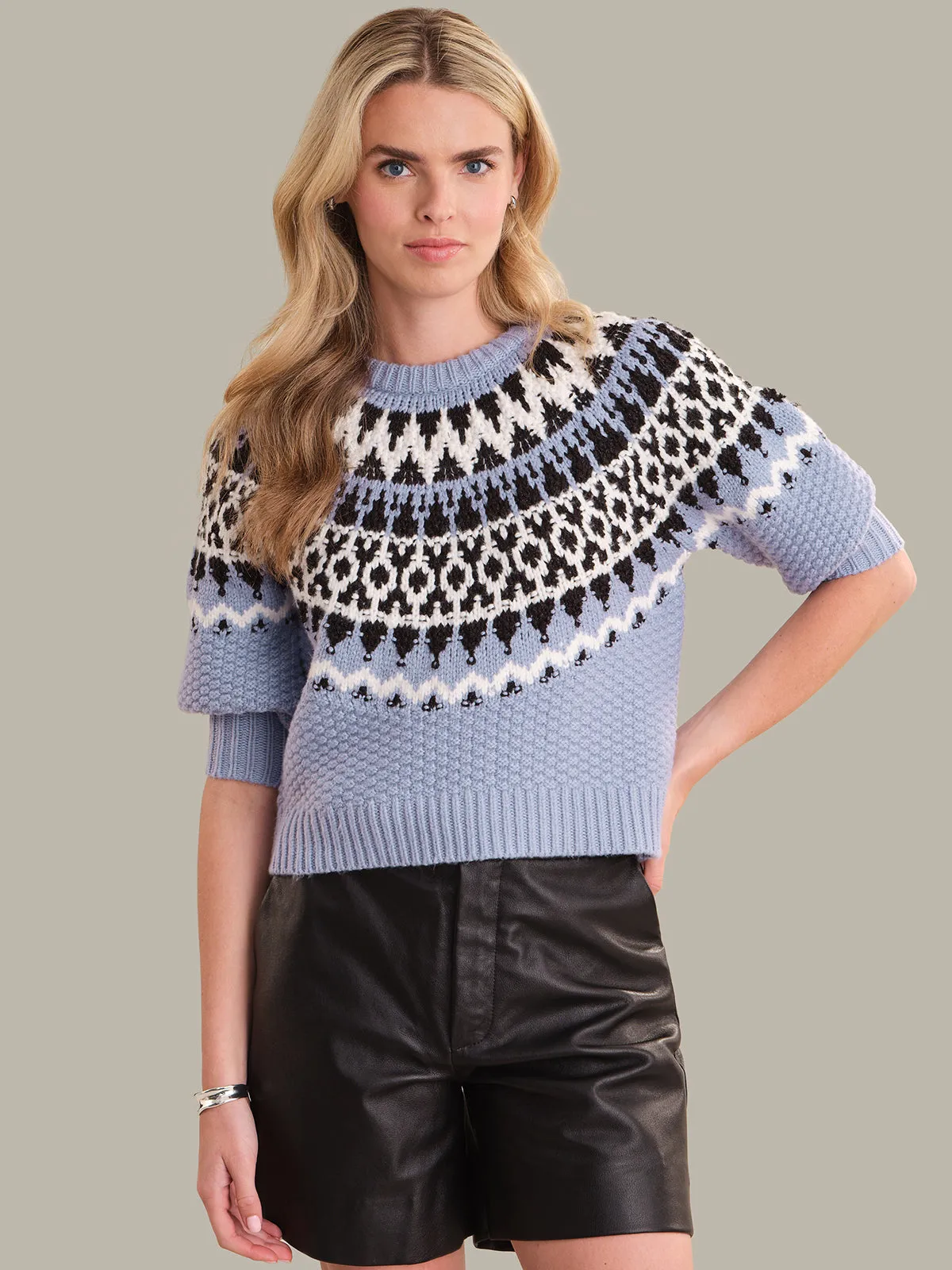 Alora: Puff Sleeve Fair Isle Sweater sold by 525 America