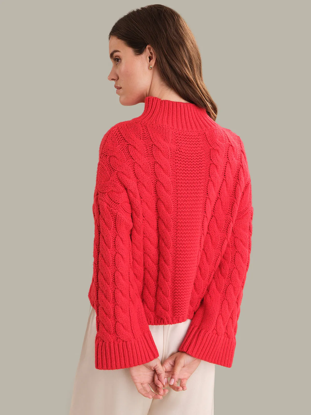 Lilia: Cable Knit Mock Neck Sweater sold by 525 America product image thumbnail 3