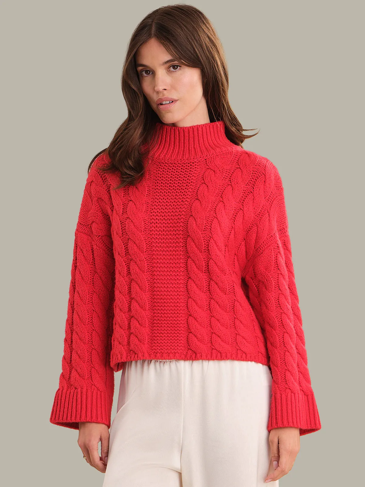 Lilia: Cable Knit Mock Neck Sweater sold by 525 America