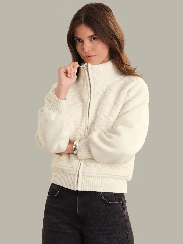 Alpine: Cable Knit Zip Up sold by 525 America