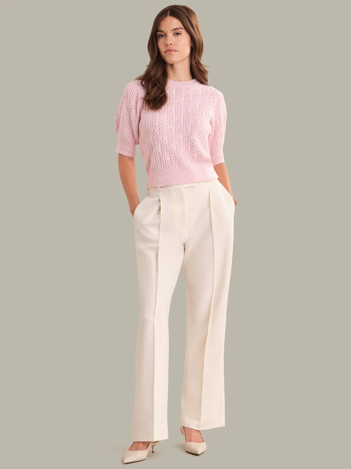 Blaire: Cable Knit Puff Sleeve Pullover sold by 525 America product image thumbnail 4