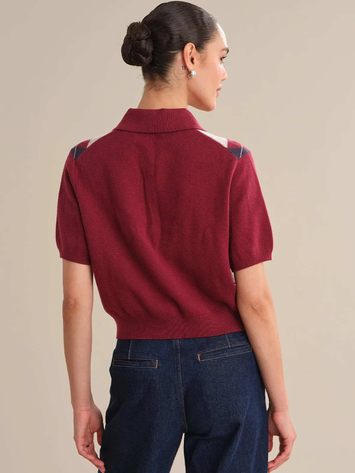 Carmine: Cashmere Blend Argyle Polo Shirt sold by 525 America product image thumbnail 3