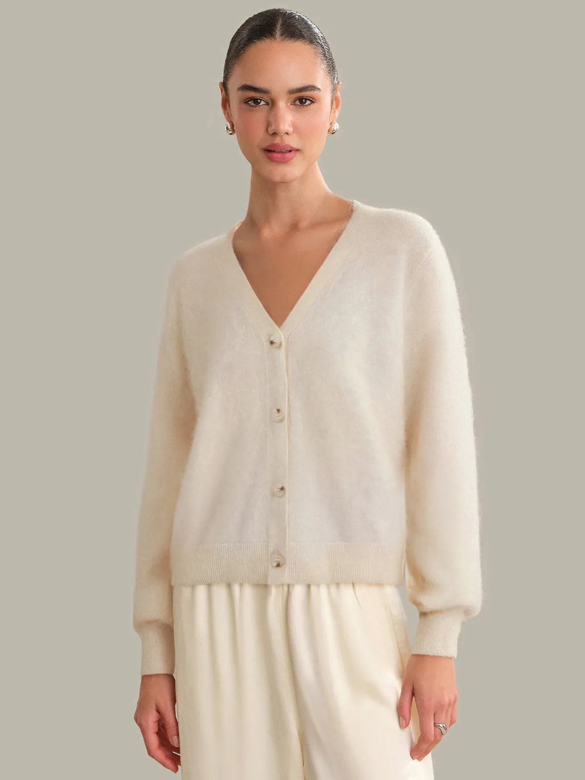 Sally: Brushed Cashmere Cardigan sold by 525 America