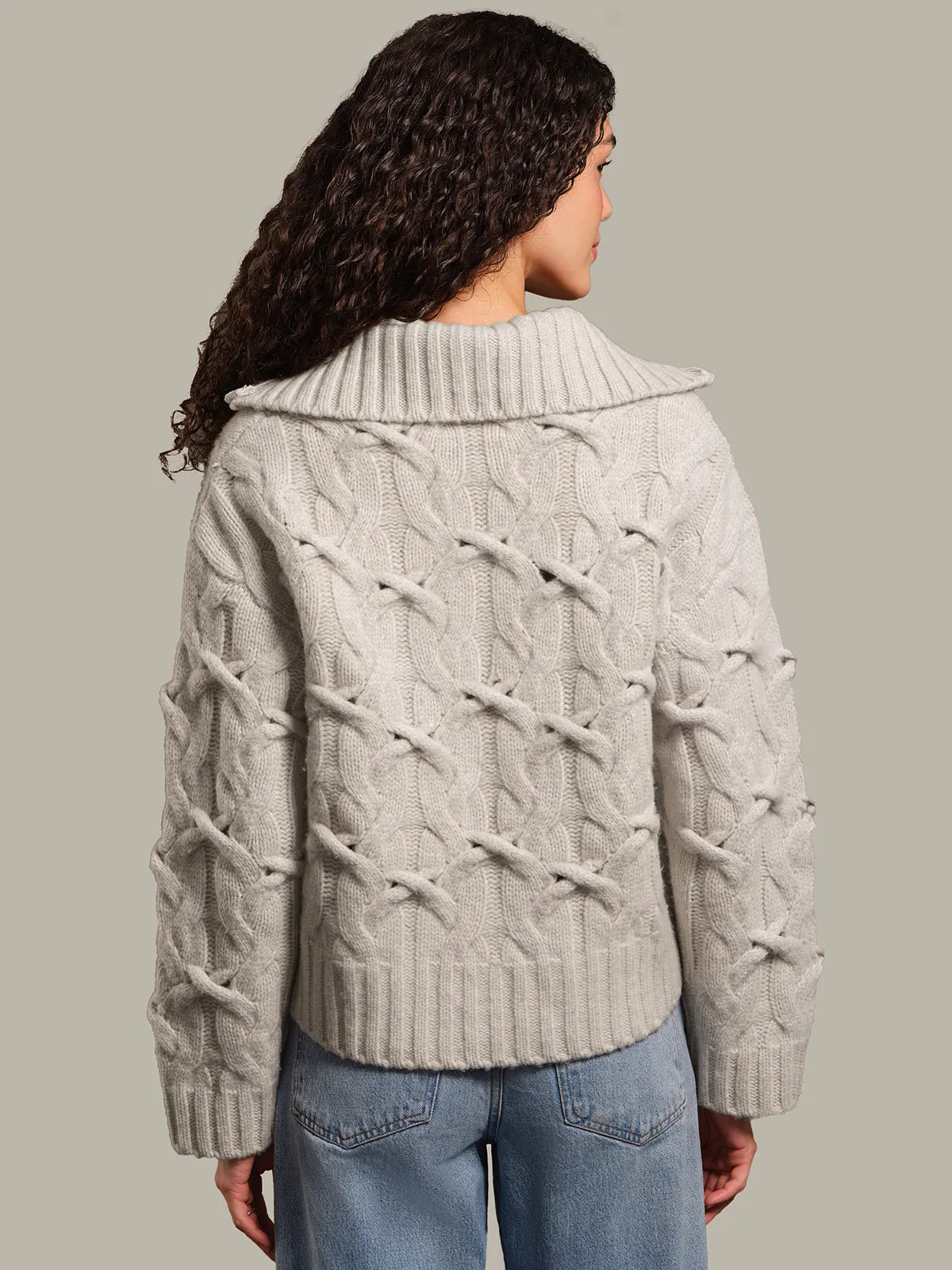 Lennox: Cashmere Crisscross Cable Cardigan sold by 525 America product image thumbnail 3