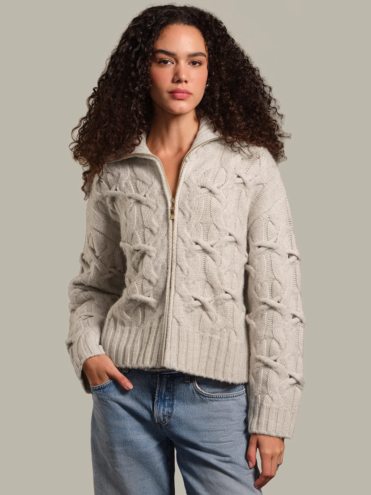 Lennox: Cashmere Crisscross Cable Cardigan sold by 525 America