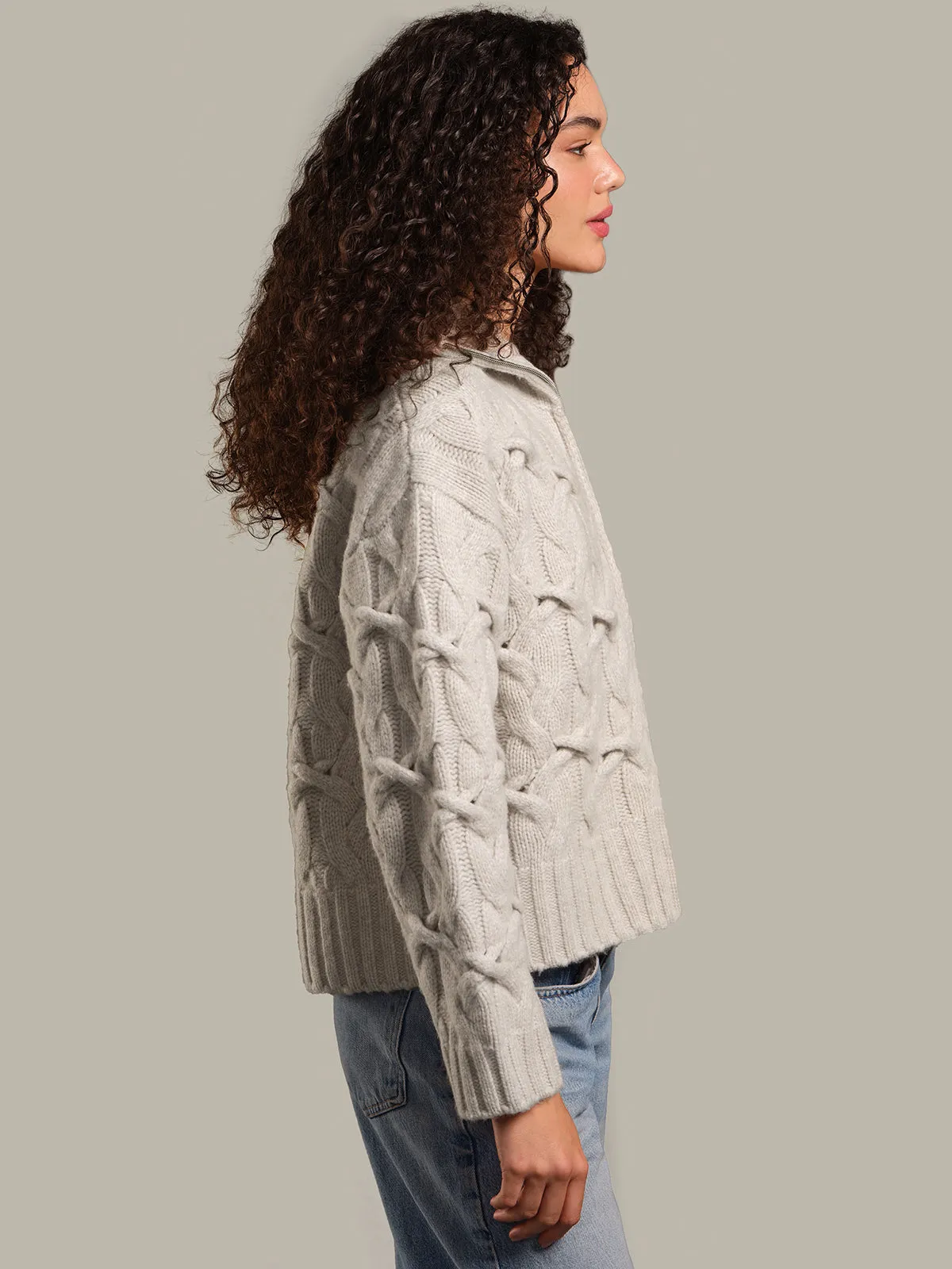 Lennox: Cashmere Crisscross Cable Cardigan sold by 525 America product image thumbnail 2