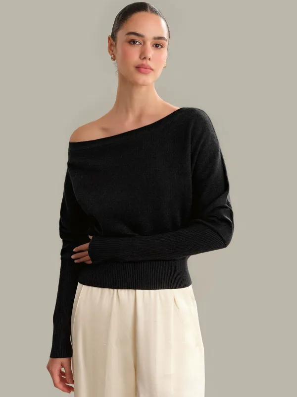 Lana: Off The Shoulder 100% Cashmere Pullover sold by 525 America